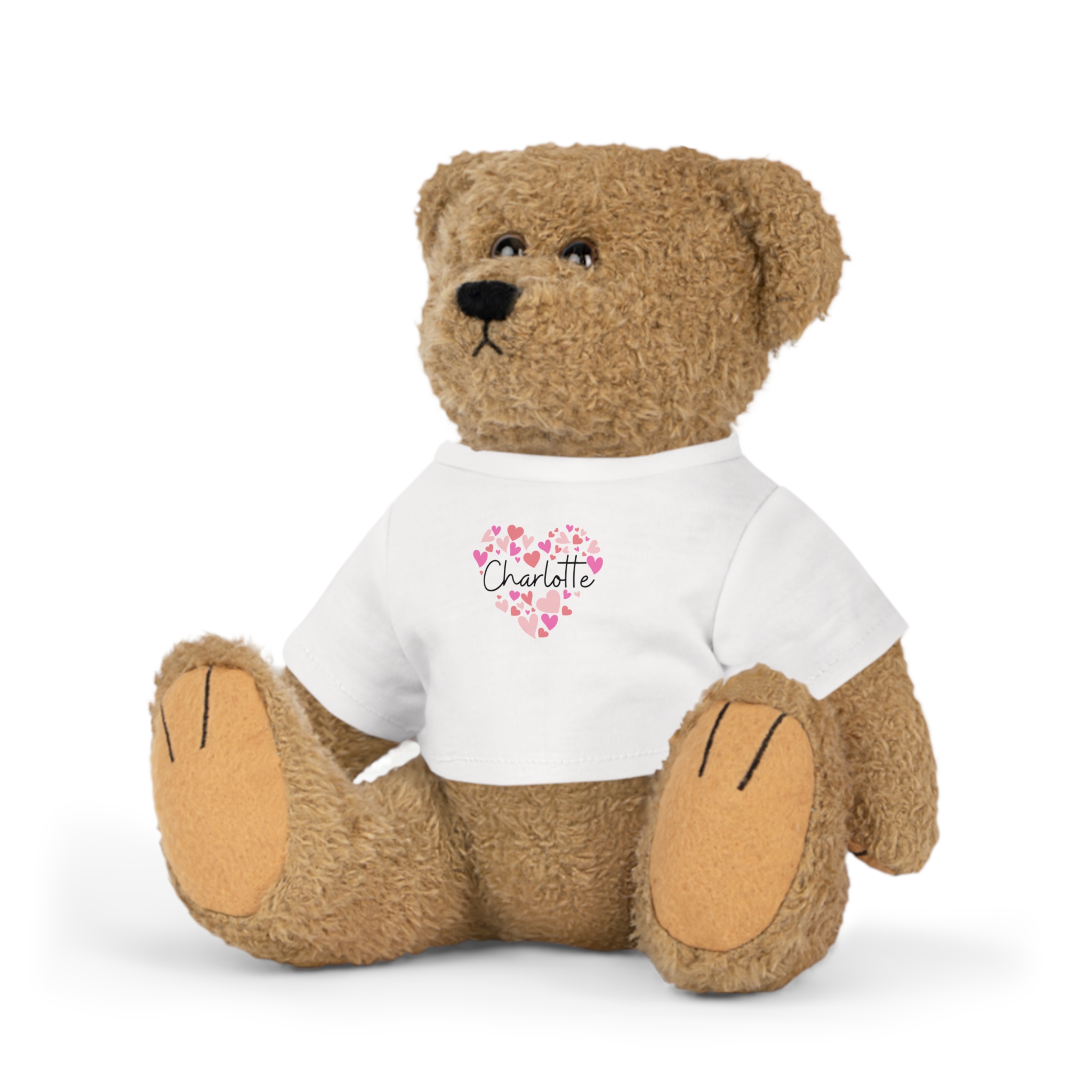 Plush Toy with T-Shirt - I love Charlotte hearts in pink - Image 5