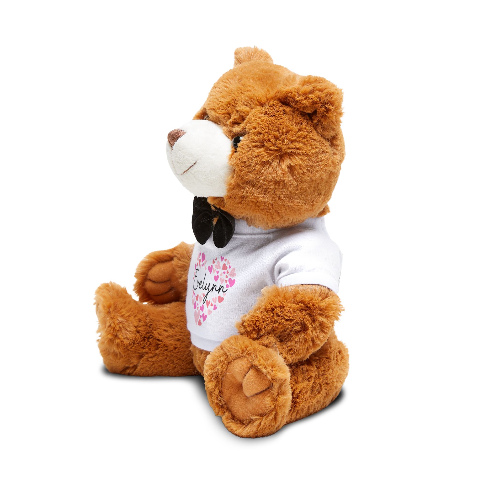 Teddy Bear with T-Shirt - I love Evelynn hearts in pink - Image 3