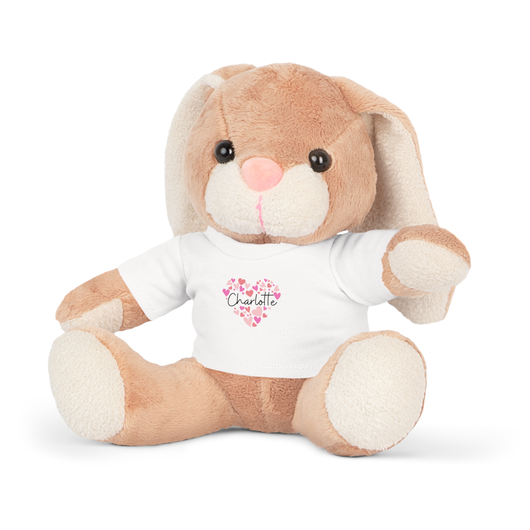 Plush Toy with T-Shirt - I love Charlotte hearts in pink - Image 2