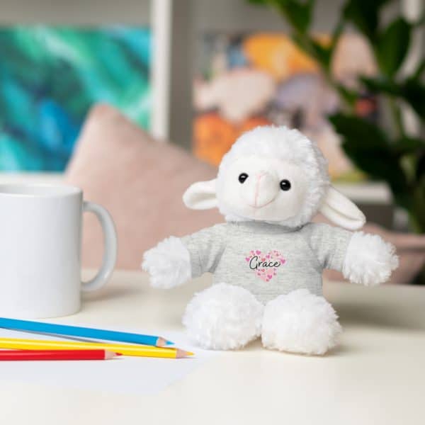 Stuffed Animals with Tee - I love Grace hearts in pink - Image 18
