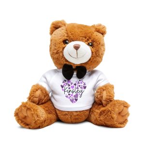 Teddy Bear with T-Shirt - I love Kinsley hearts in purple