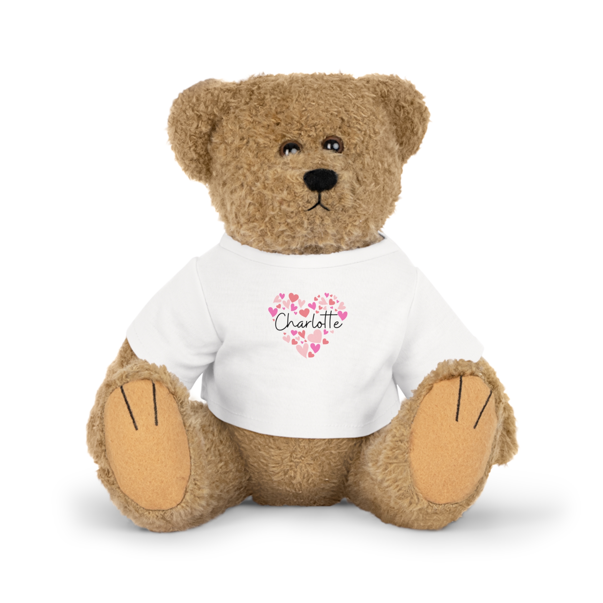 Plush Toy with T-Shirt - I love Charlotte hearts in pink - Image 4