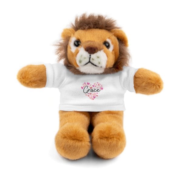 Stuffed Animals with Tee - I love Grace hearts in pink - Image 46