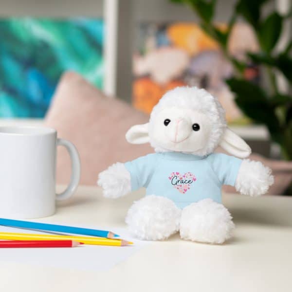 Stuffed Animals with Tee - I love Grace hearts in pink - Image 36
