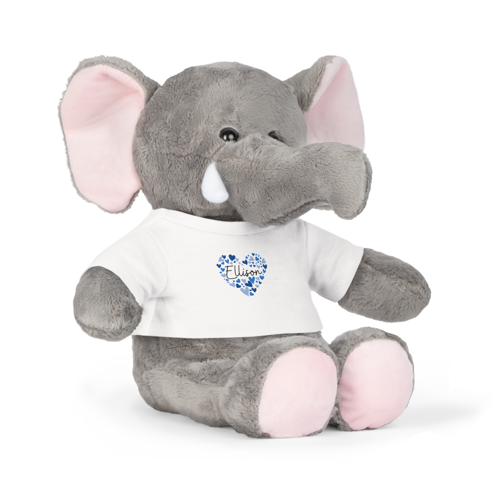 Plush Toy with T-Shirt - I love Ellison hearts in Blue - Image 8