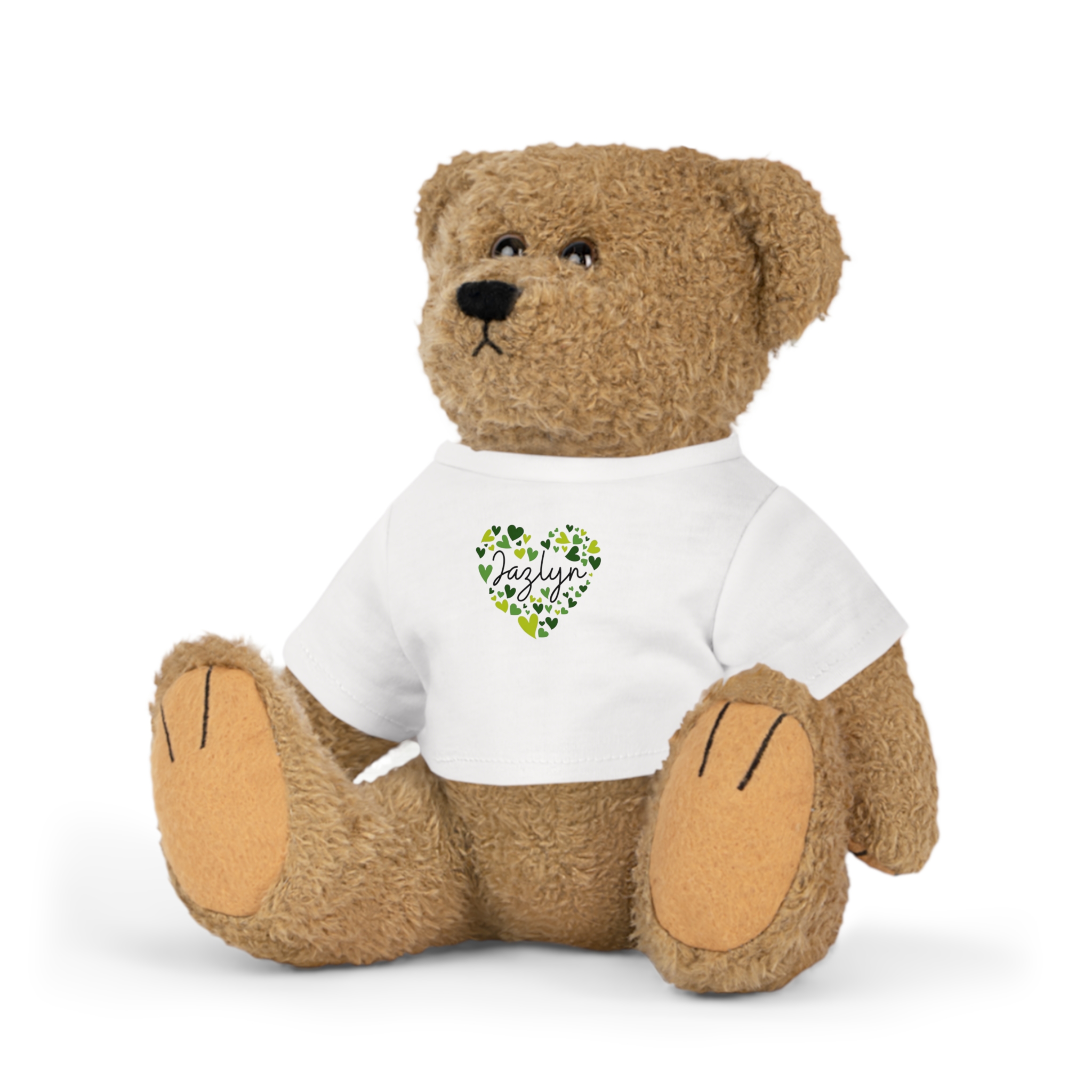 Plush Toy with T-Shirt - I love Jazlyn hearts in Green - Image 5