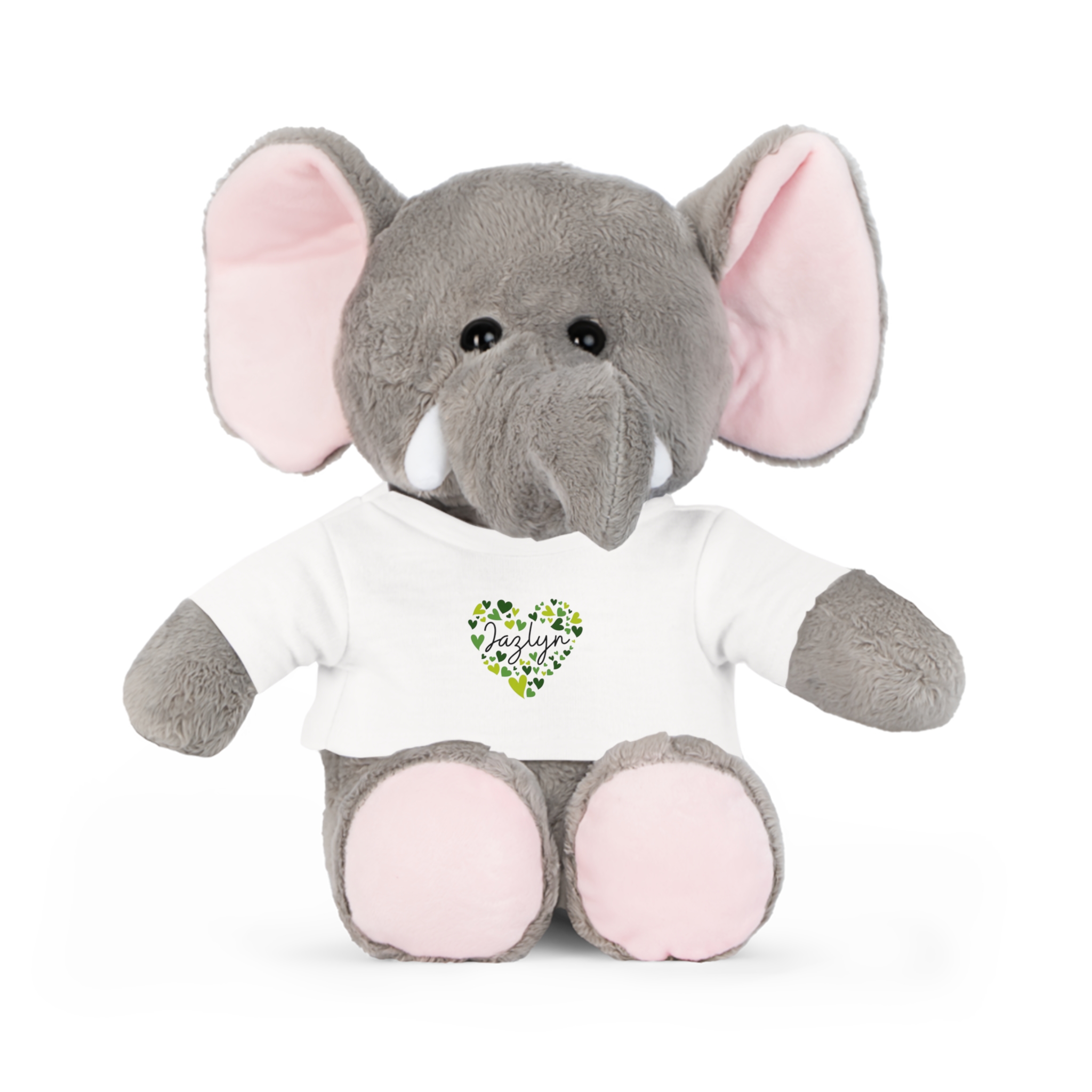 Plush Toy with T-Shirt - I love Jazlyn hearts in Green