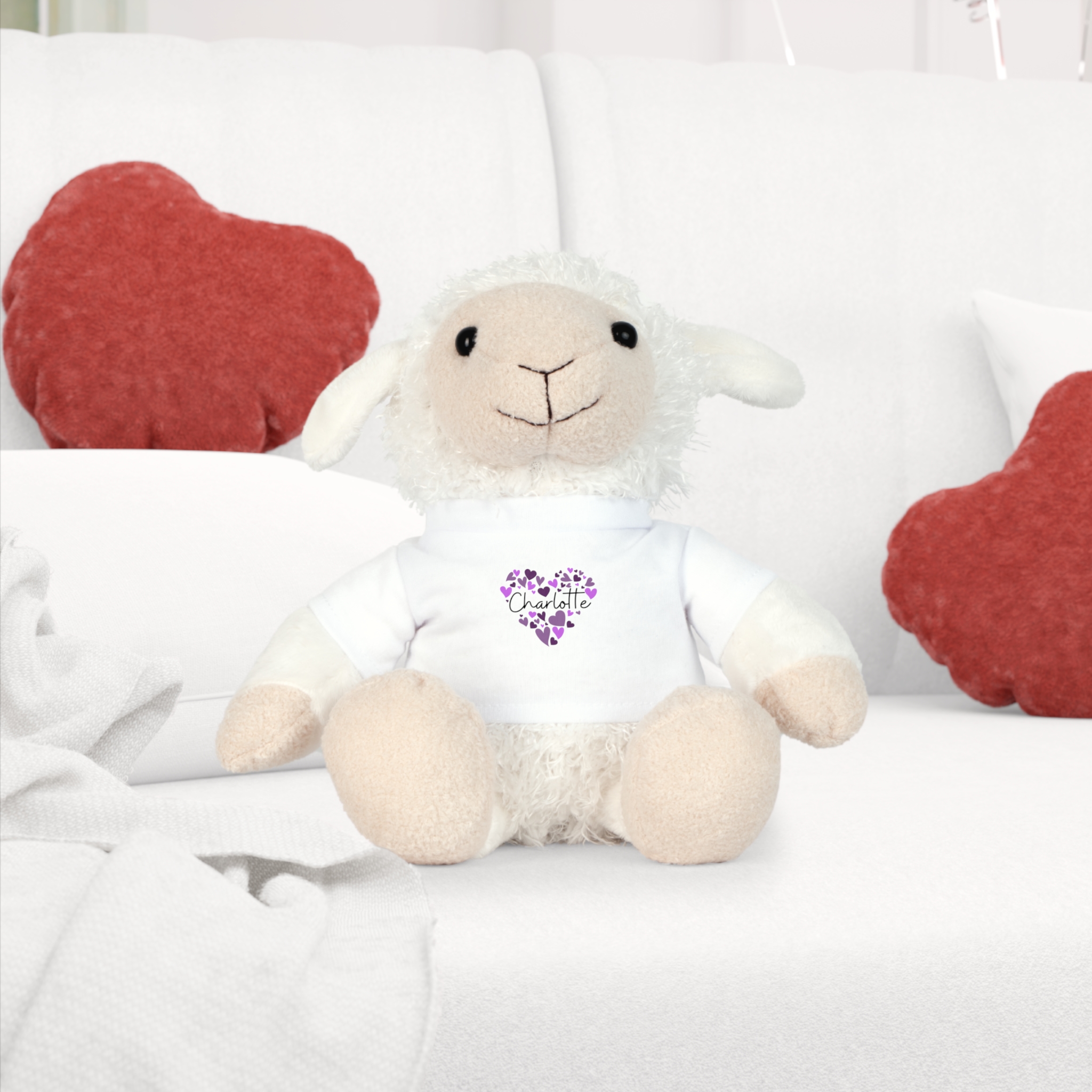 Plush Toy with T-Shirt - I love Charlotte hearts in purple - Image 12