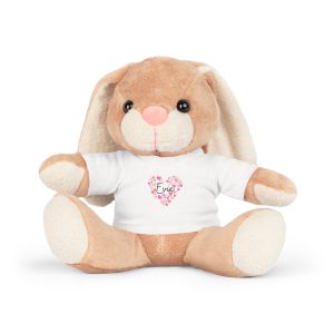 Plush Toy with T-Shirt - I love Evie hearts in pink