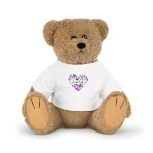 Plush Toy with T-Shirt - I love Charlotte hearts in purple