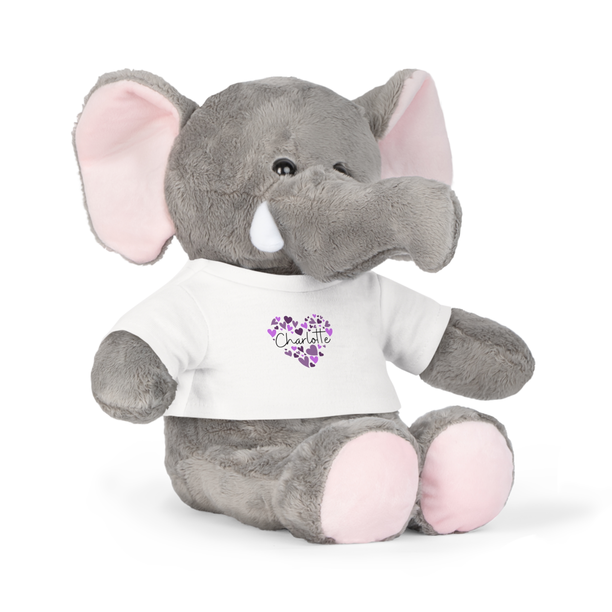 Plush Toy with T-Shirt - I love Charlotte hearts in purple - Image 8