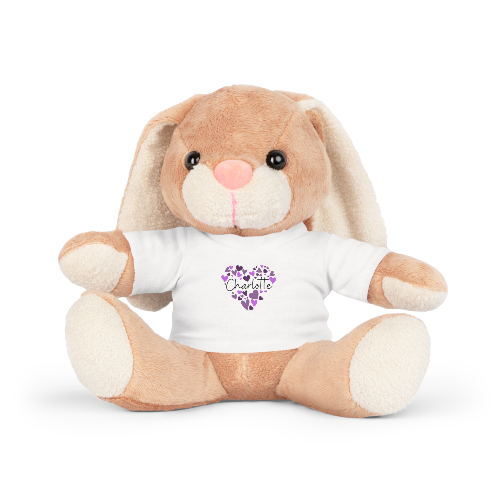 Plush Toy with T-Shirt - I love Charlotte hearts in purple - Image 4