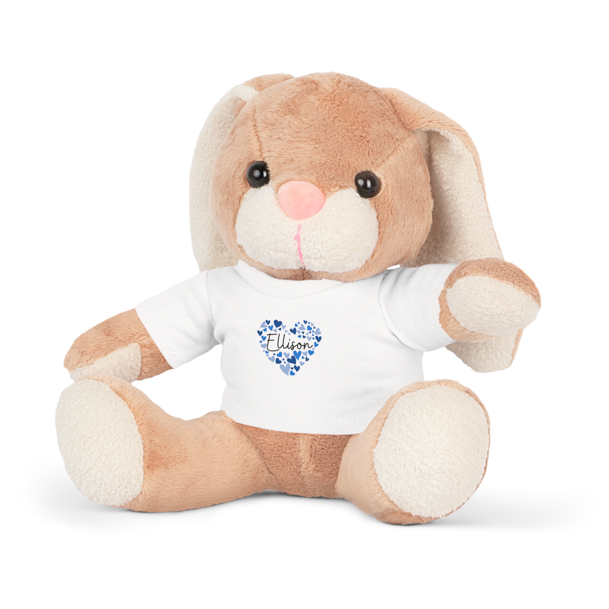 Plush Toy with T-Shirt - I love Ellison hearts in Blue - Image 2