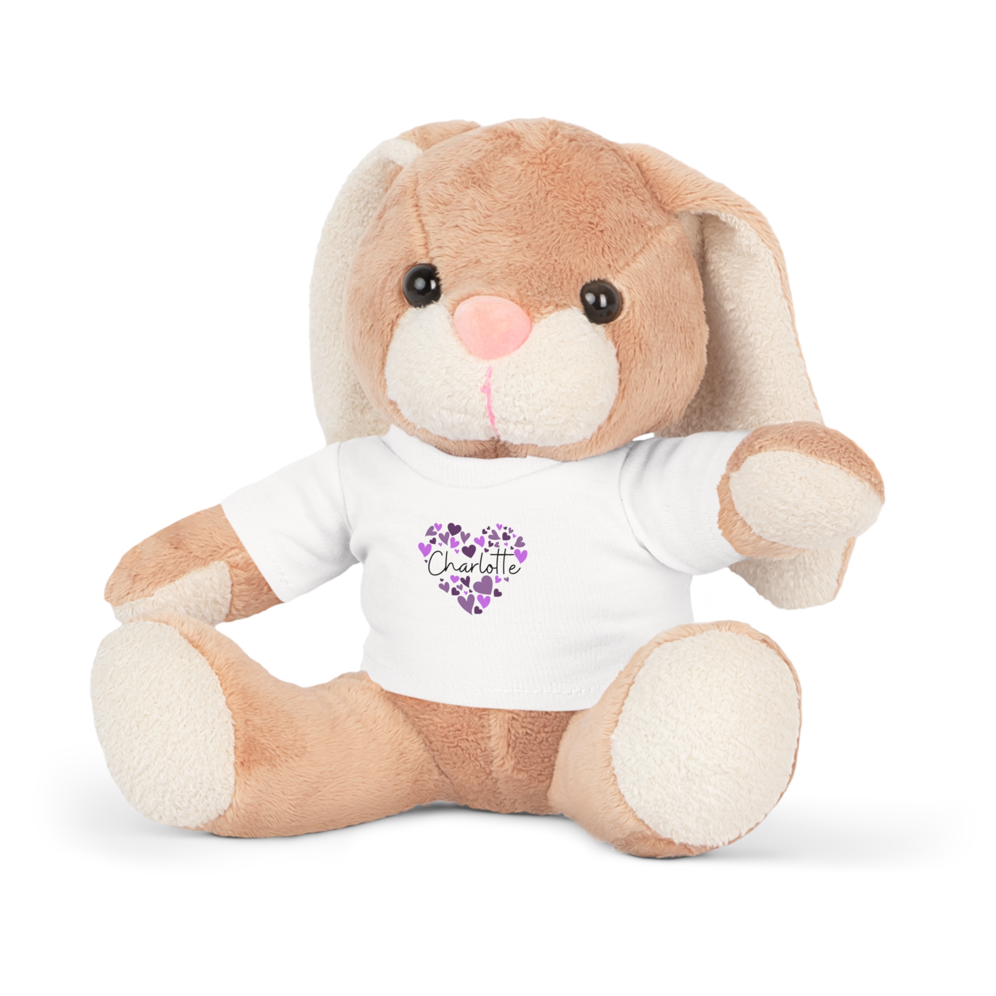 Plush Toy with T-Shirt - I love Charlotte hearts in purple - Image 5