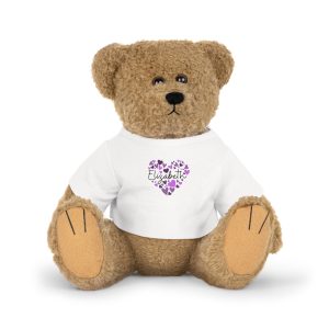Plush Toy with T-Shirt - I love Elizabeth hearts in purple