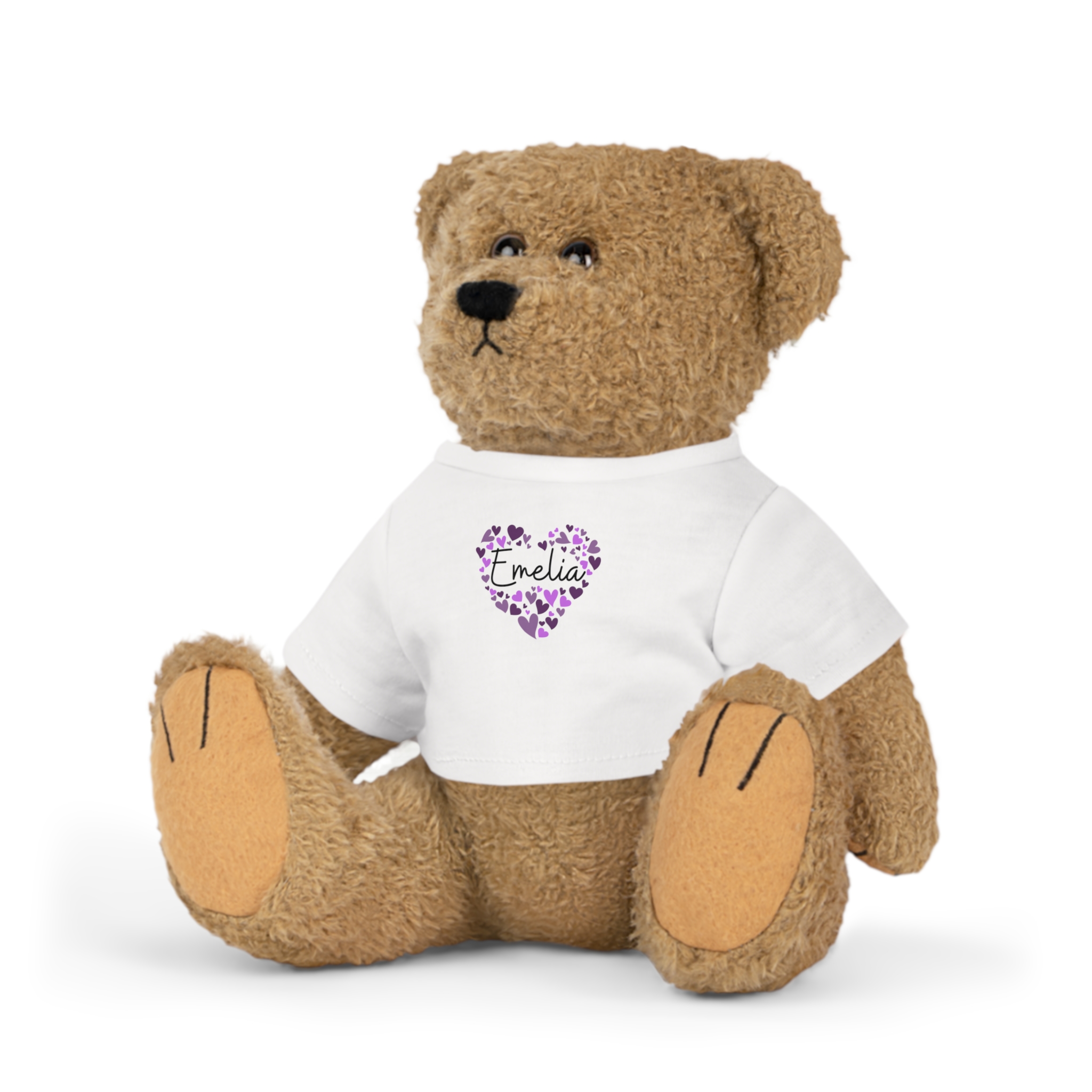 Plush Toy with T-Shirt - I love Emelia hearts in purple - Image 5