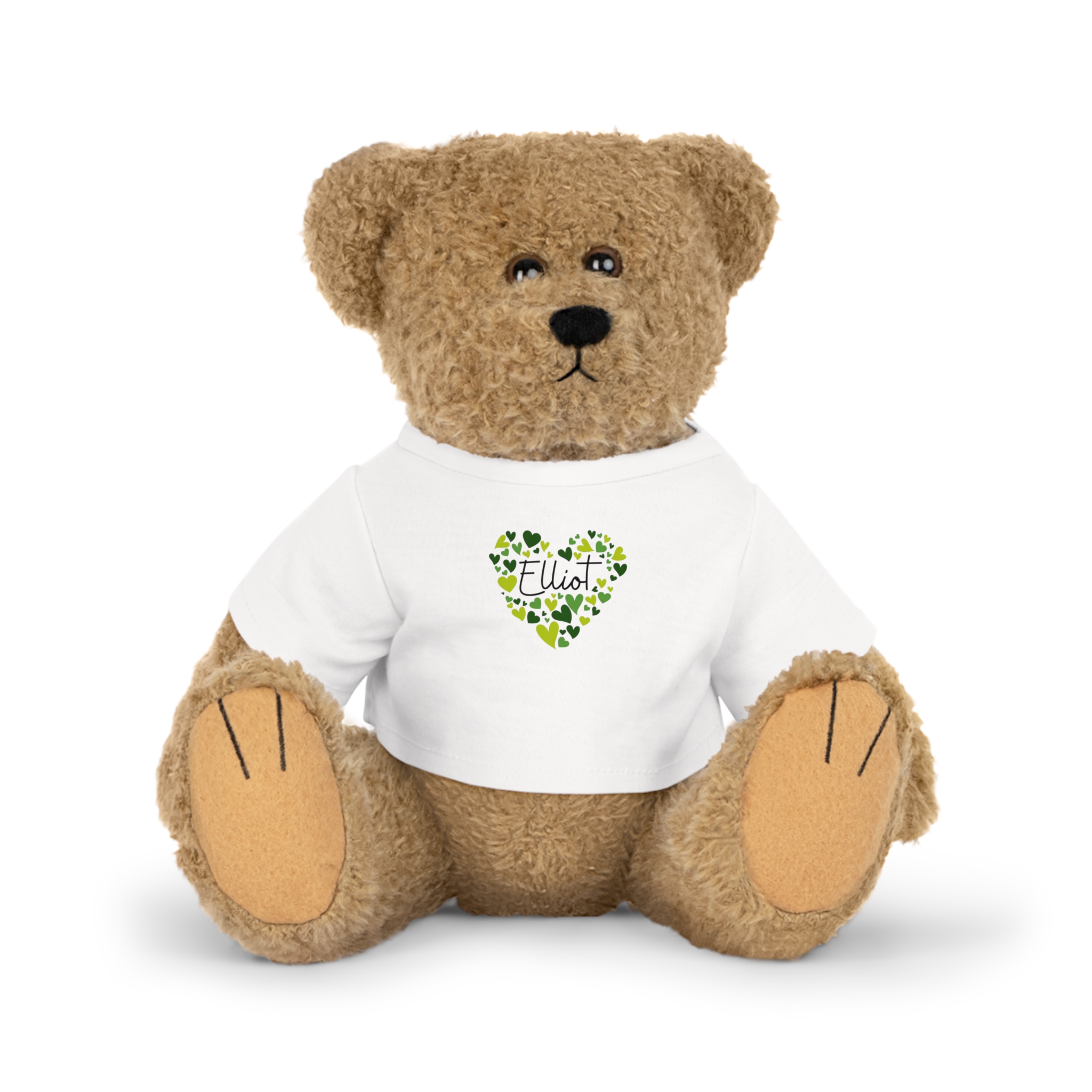 Plush Toy with T-Shirt - I love Elliot hearts in Green - Image 4