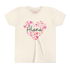Youth Short Sleeve Tee - I love Alana hearts in pink