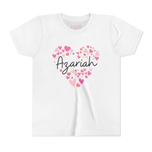 Youth Short Sleeve Tee - I love Azariah hearts in pink