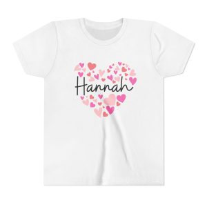 Youth Short Sleeve Tee - I love Hannah hearts in pink