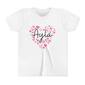 Youth Short Sleeve Tee - I love Ayla hearts in pink