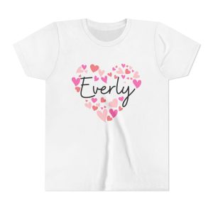 Youth Short Sleeve Tee - I love Everly hearts in pink