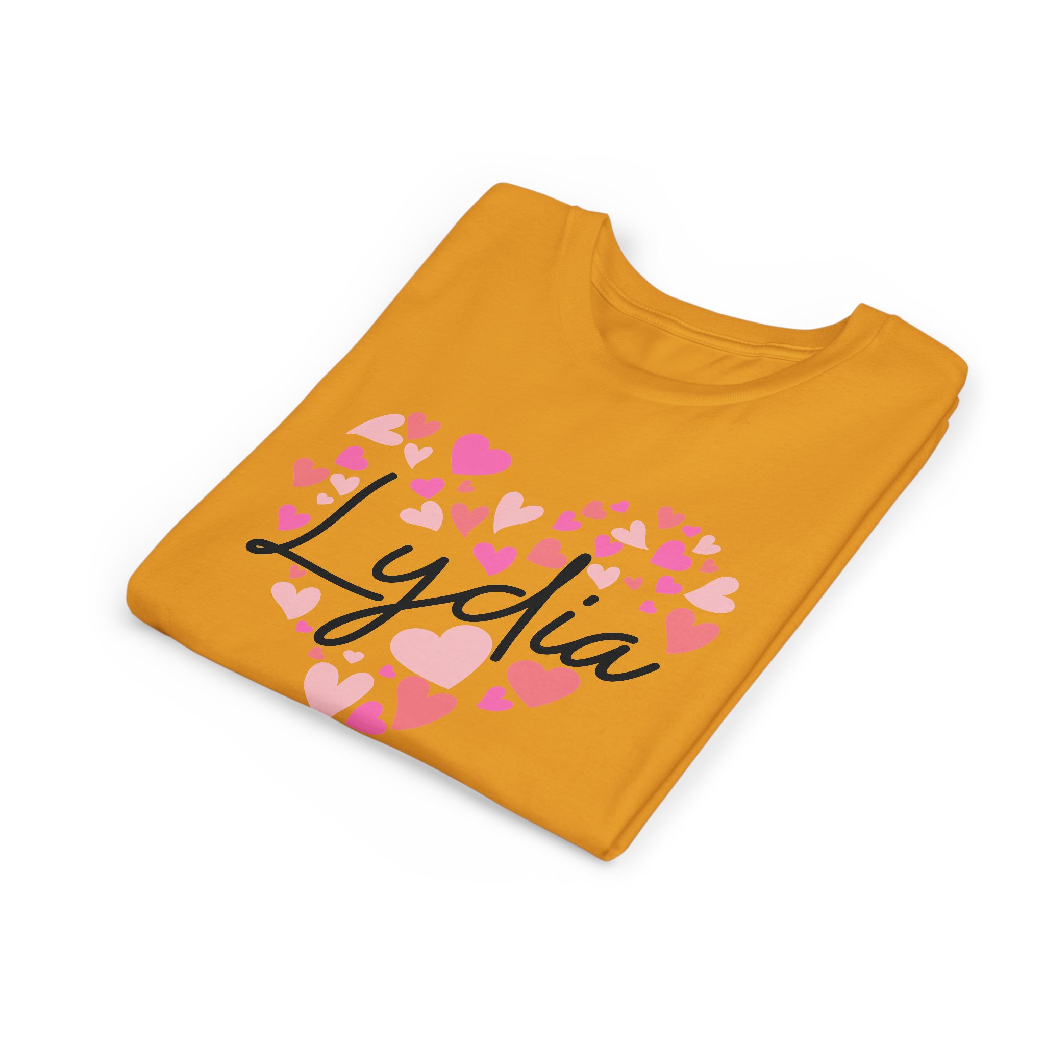 Youth Short Sleeve Tee - I love Lydia hearts in pink - Image 18