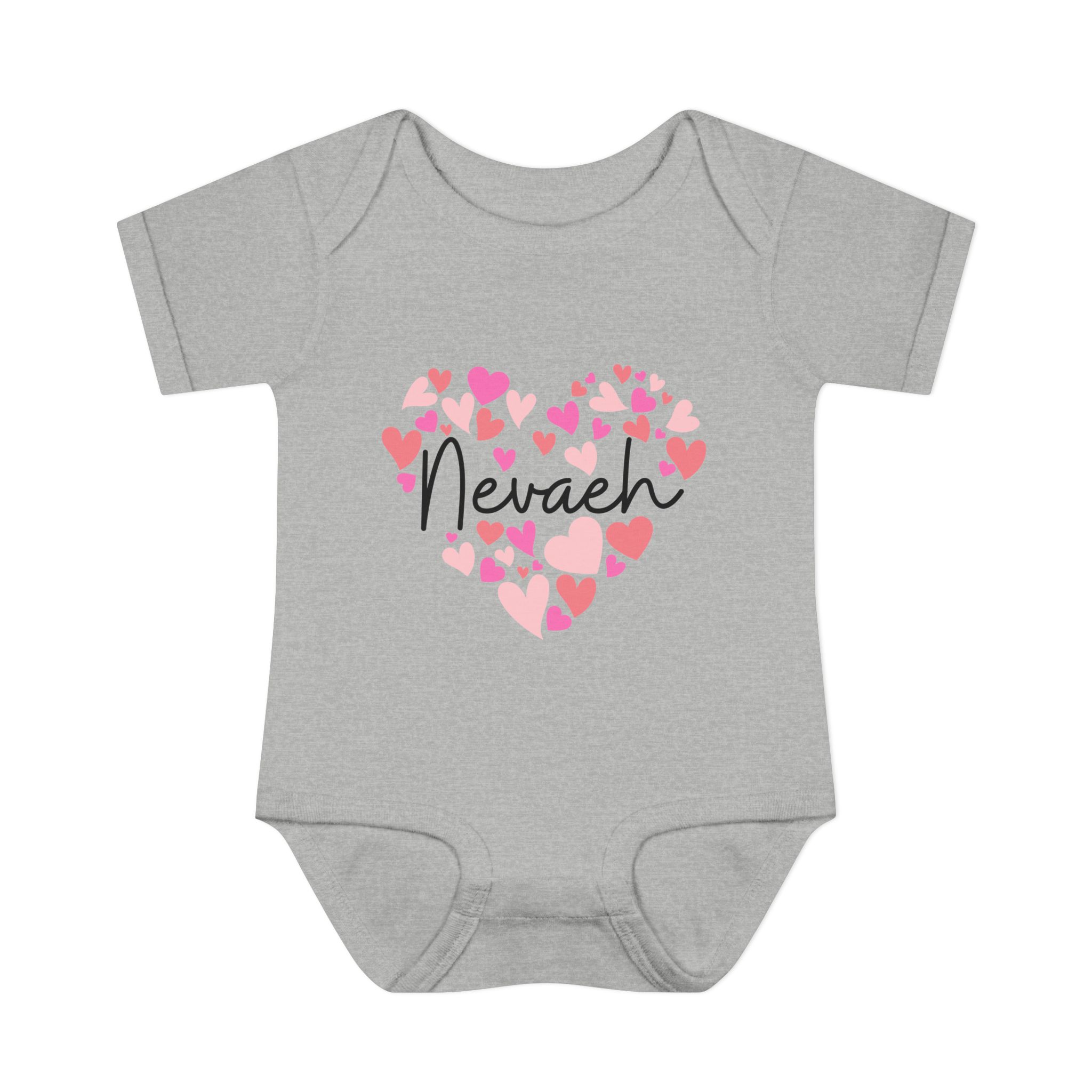 Infant Baby Rib BodysuiInfant Baby Rib Bodysuit - I love Nevaeh hearts in pink - Image 9