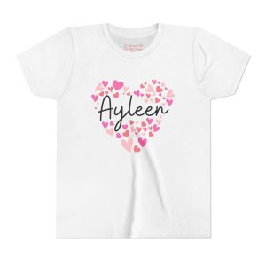 Youth Short Sleeve Tee - I love Ayleen hearts in pink