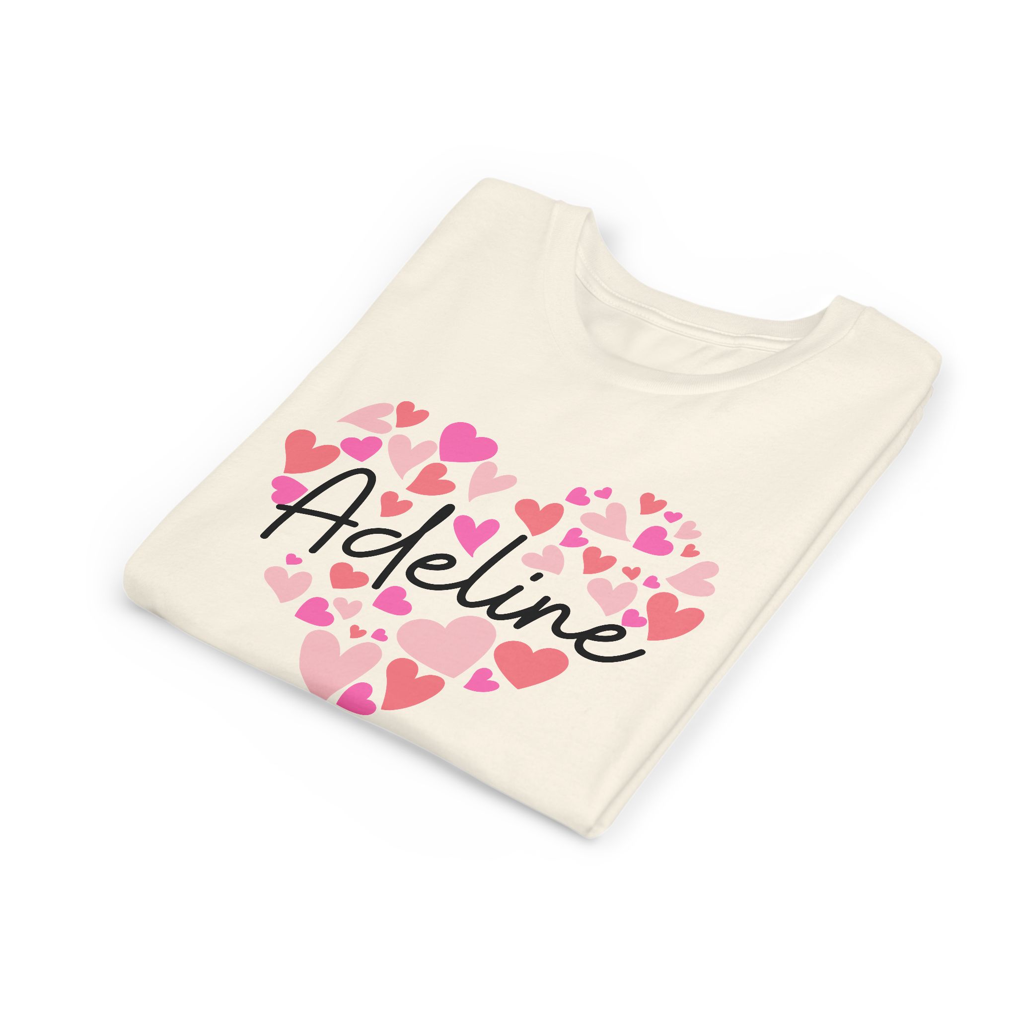 Youth Short Sleeve Tee - I love Adeline hearts in pink - Image 13