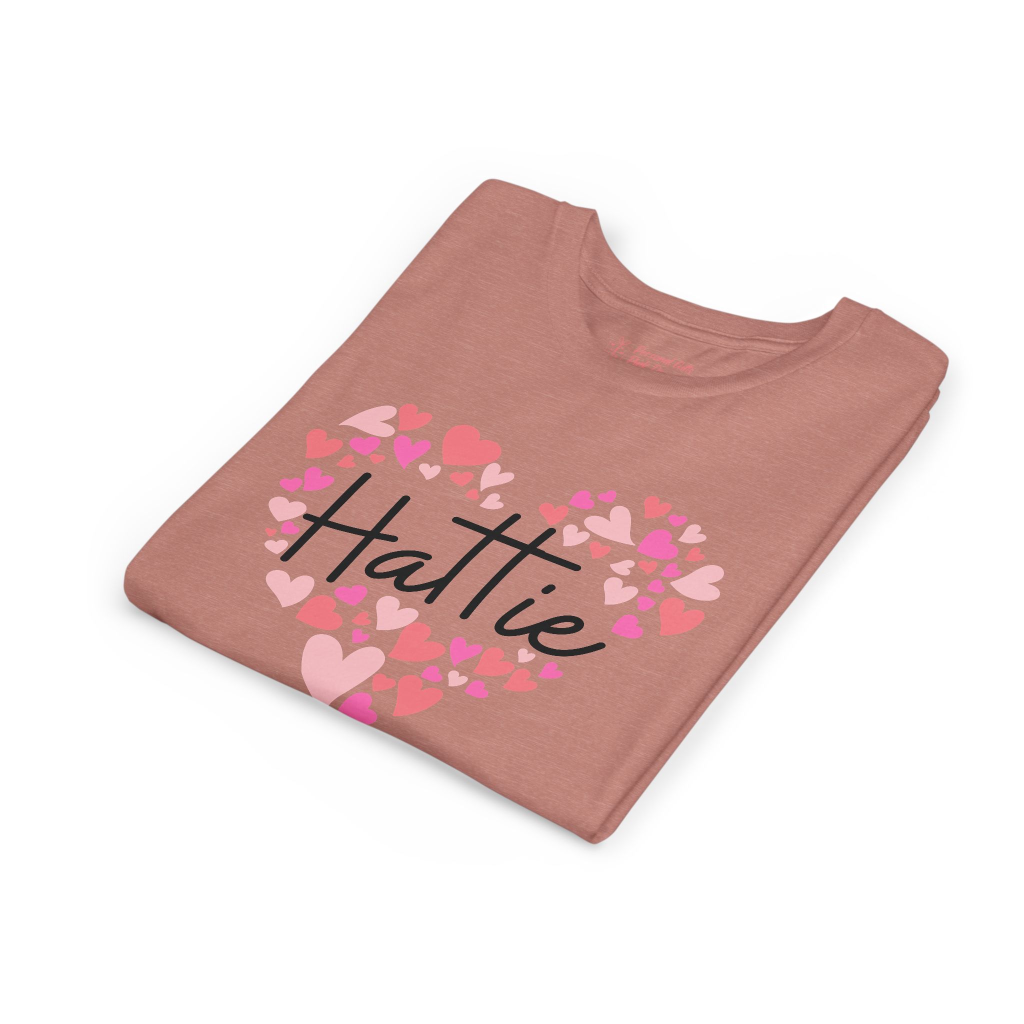 Youth Short Sleeve TeYouth Short Sleeve Tee - I love Hattie hearts in pink - Image 13