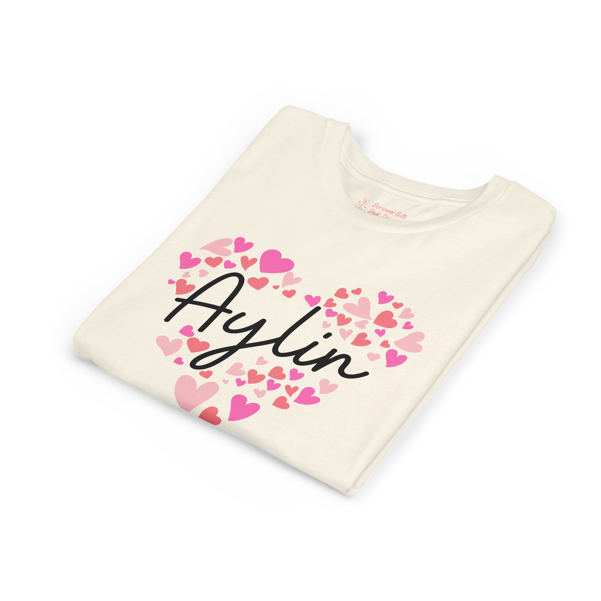 Youth Short Sleeve Tee - I love Aylin hearts in pink - Image 13