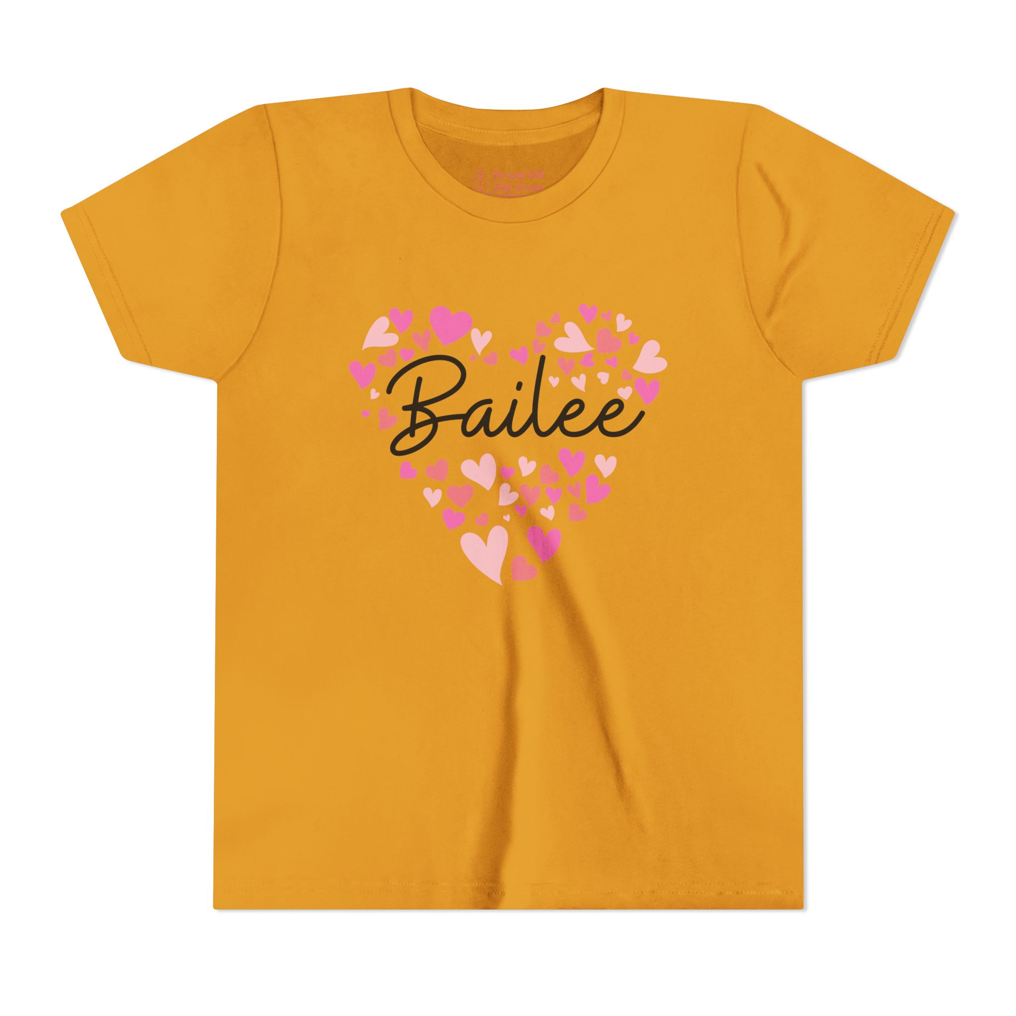 Youth Short Sleeve Tee - I love Bailee hearts in pink - Image 16