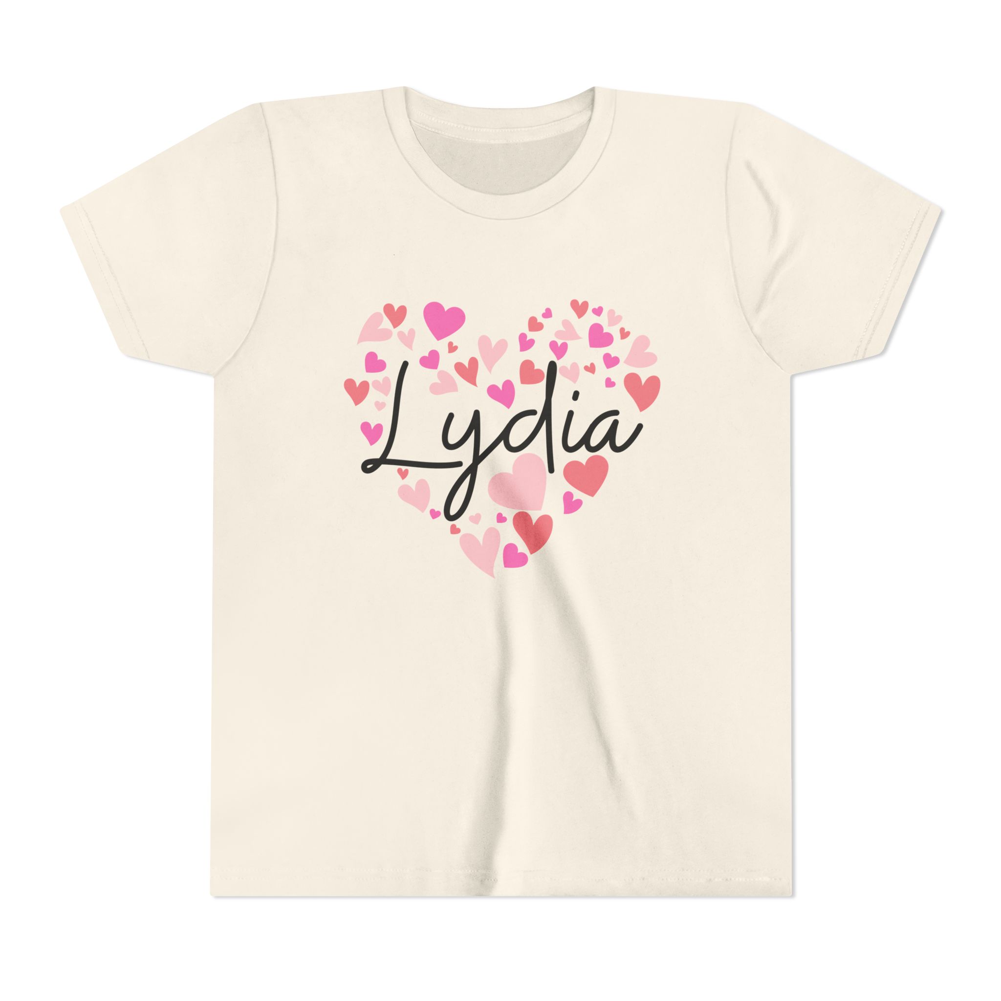 Youth Short Sleeve Tee - I love Lydia hearts in pink - Image 11