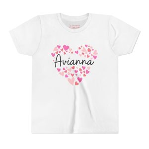 Youth Short Sleeve Tee - I love Avianna hearts in pink