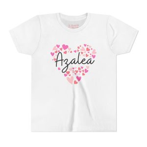 Youth Short Sleeve Tee - I love Azalea hearts in pink