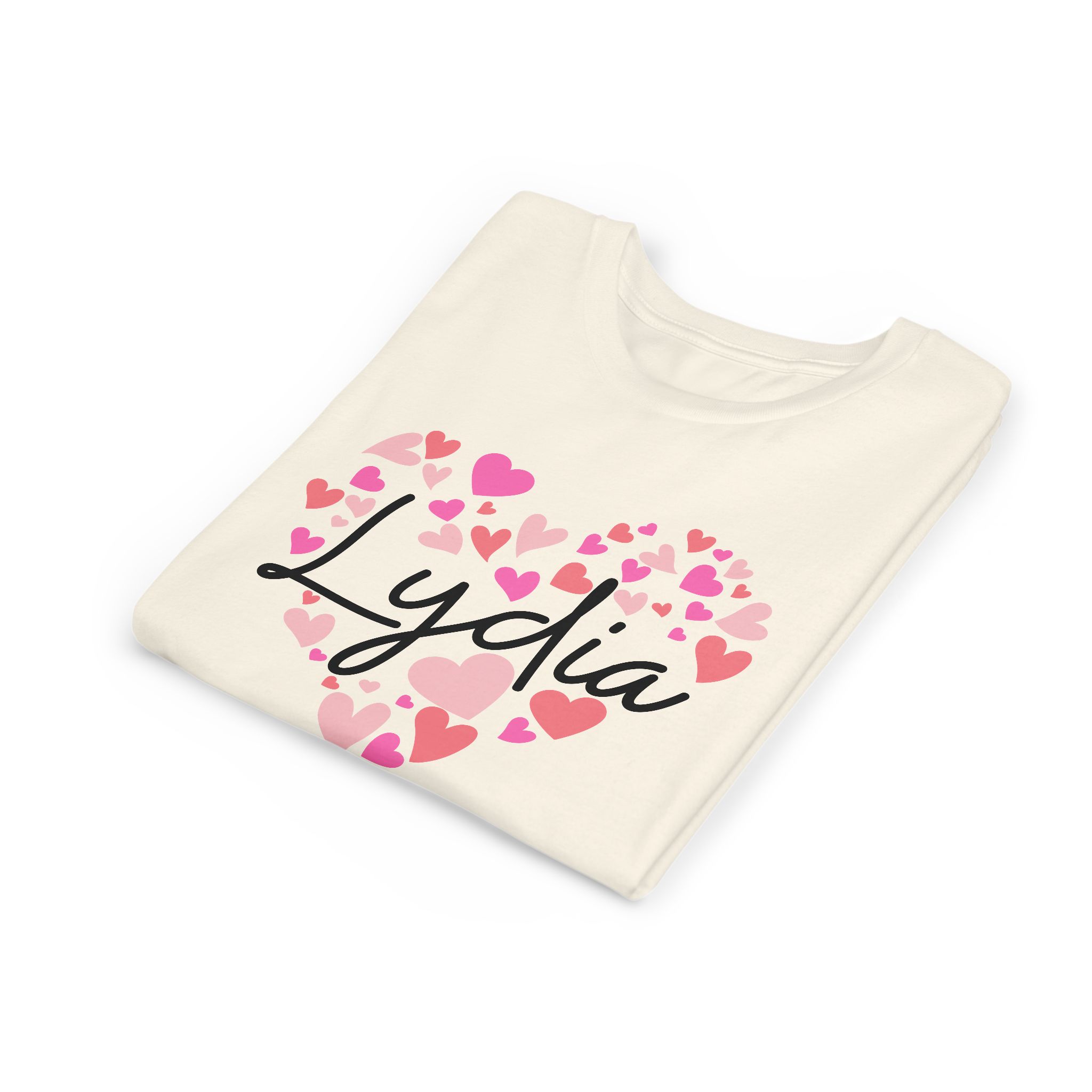 Youth Short Sleeve Tee - I love Lydia hearts in pink - Image 13