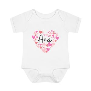 Infant Baby Rib Bodysuit - I love Ana hearts in pink