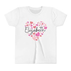 Youth Short Sleeve Tee - I love Elizabeth hearts in pink