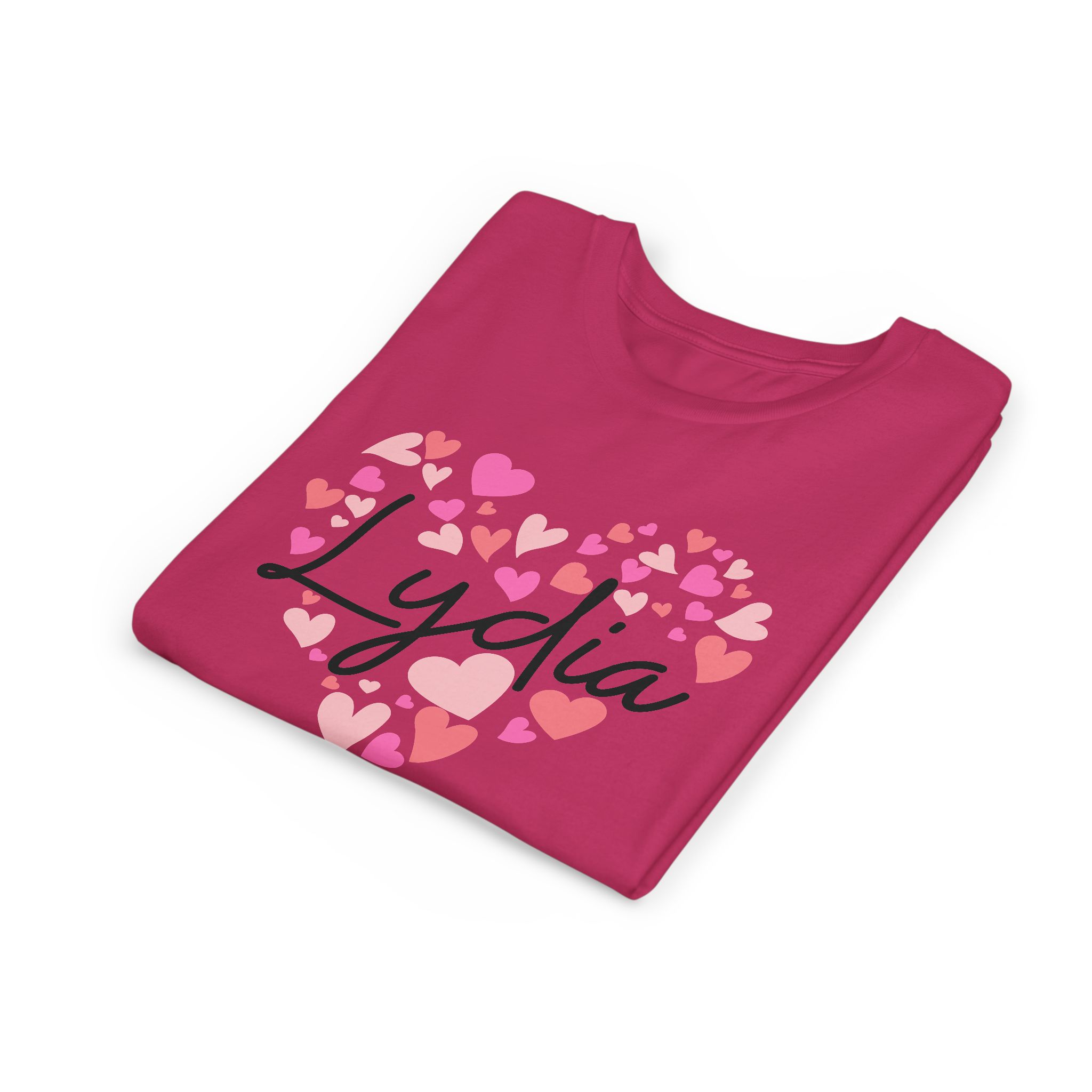 Youth Short Sleeve Tee - I love Lydia hearts in pink - Image 23