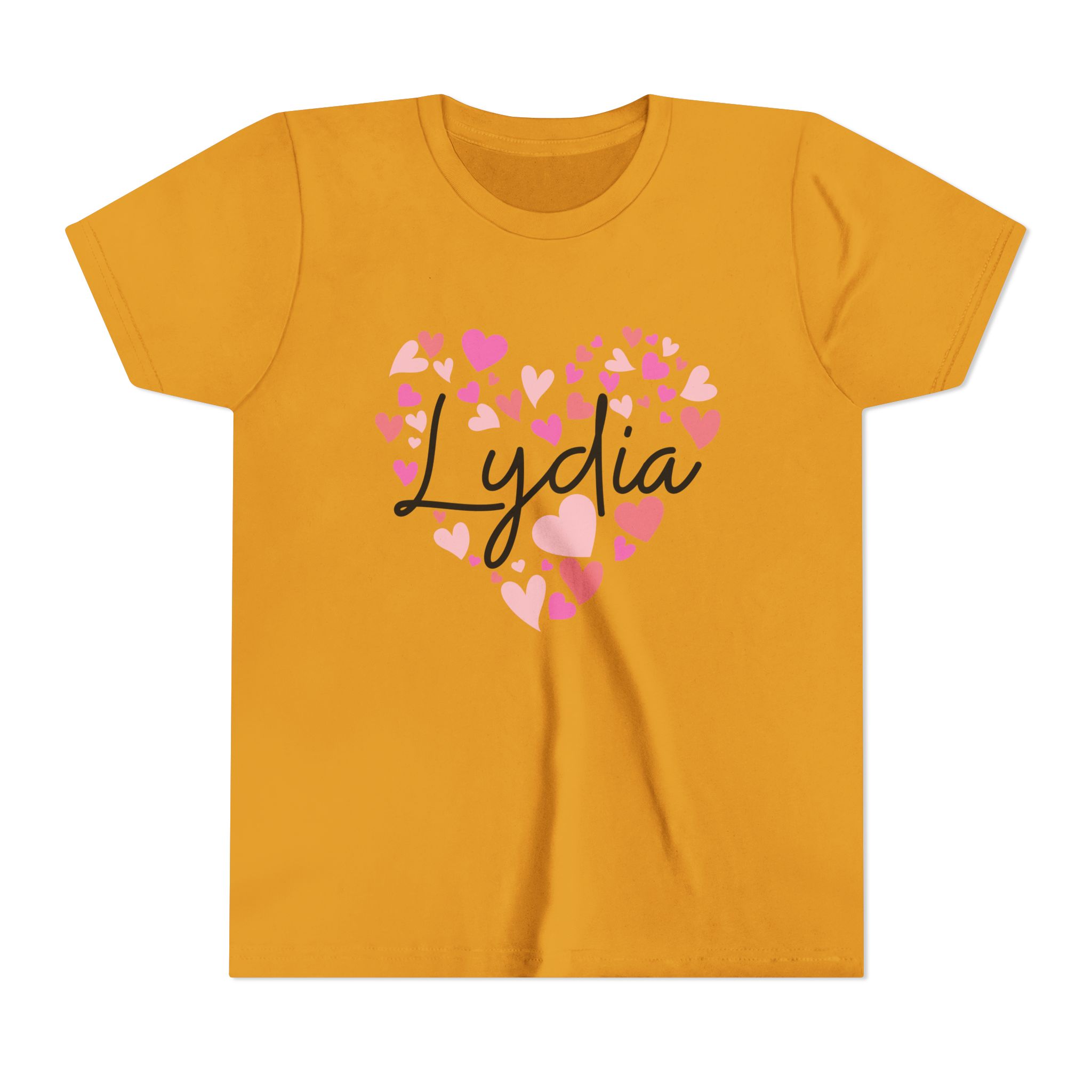 Youth Short Sleeve Tee - I love Lydia hearts in pink - Image 16