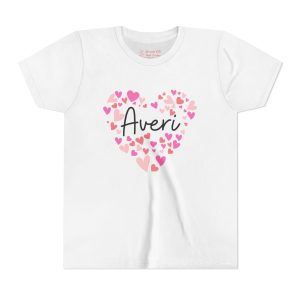 Youth Short Sleeve Tee - I love Averi hearts in pink