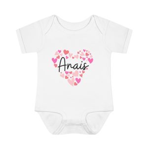 Infant Baby Rib Bodysuit - I love Anais hearts in pink