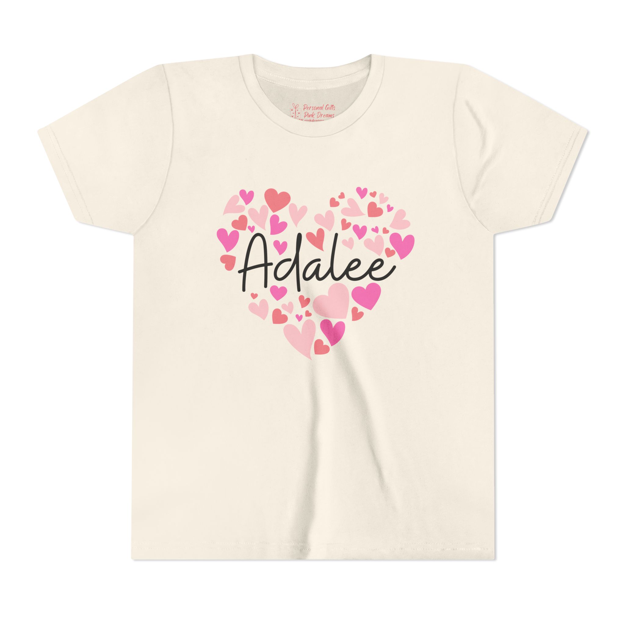 Youth Short Sleeve Tee - I love Adalee hearts in pink - Image 11