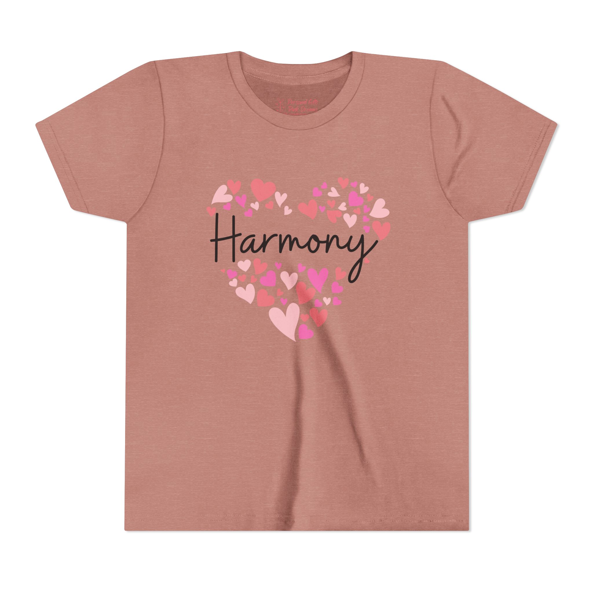 Youth Short Sleeve TeYouth Short Sleeve Tee - I love Harmony hearts in pink - Image 11