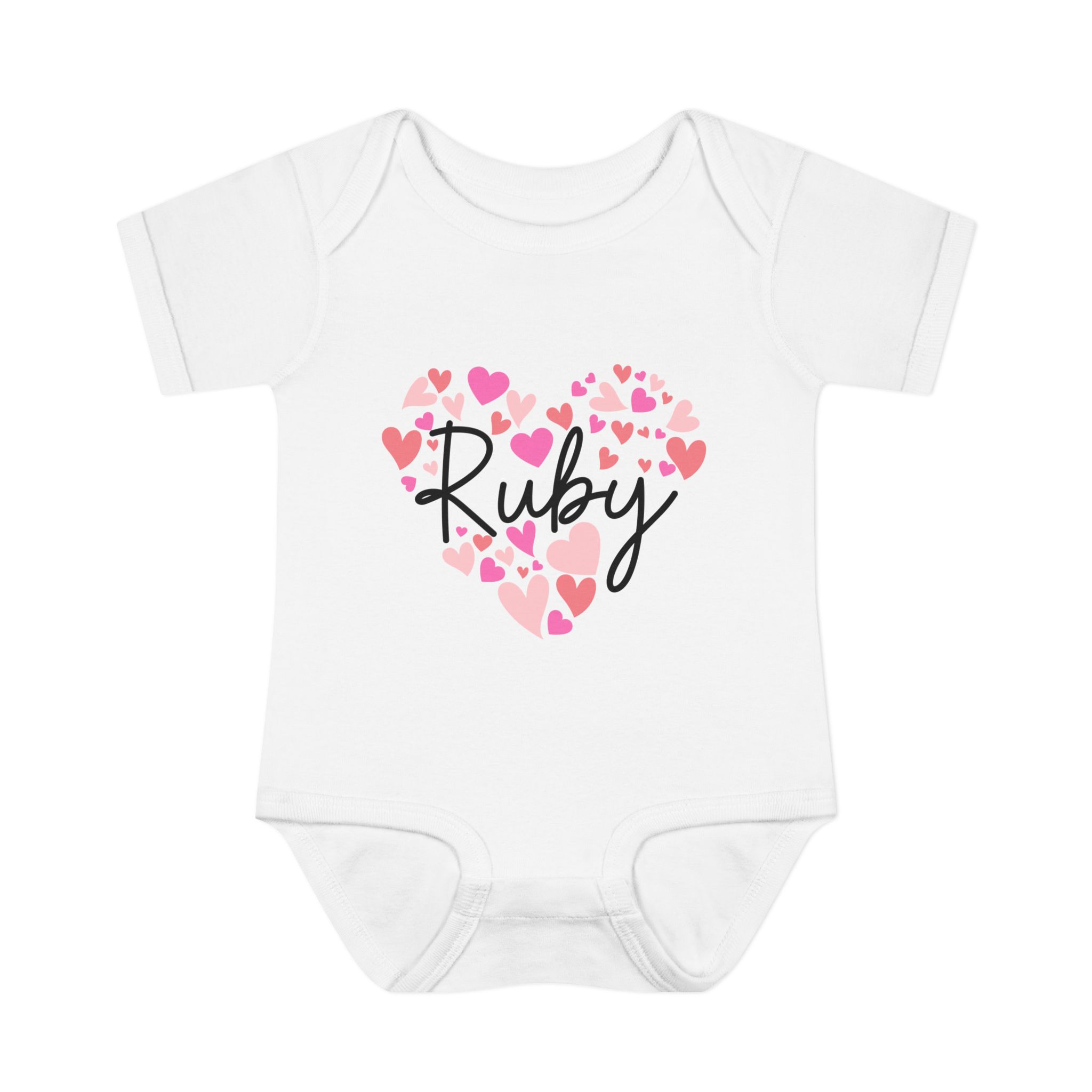 Infant Baby Rib BodysuiInfant Baby Rib Bodysuit - I love Ruby hearts in pink