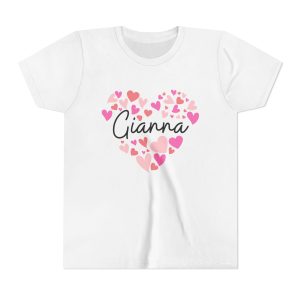 Youth Short Sleeve Tee - I love Gianna hearts in pink