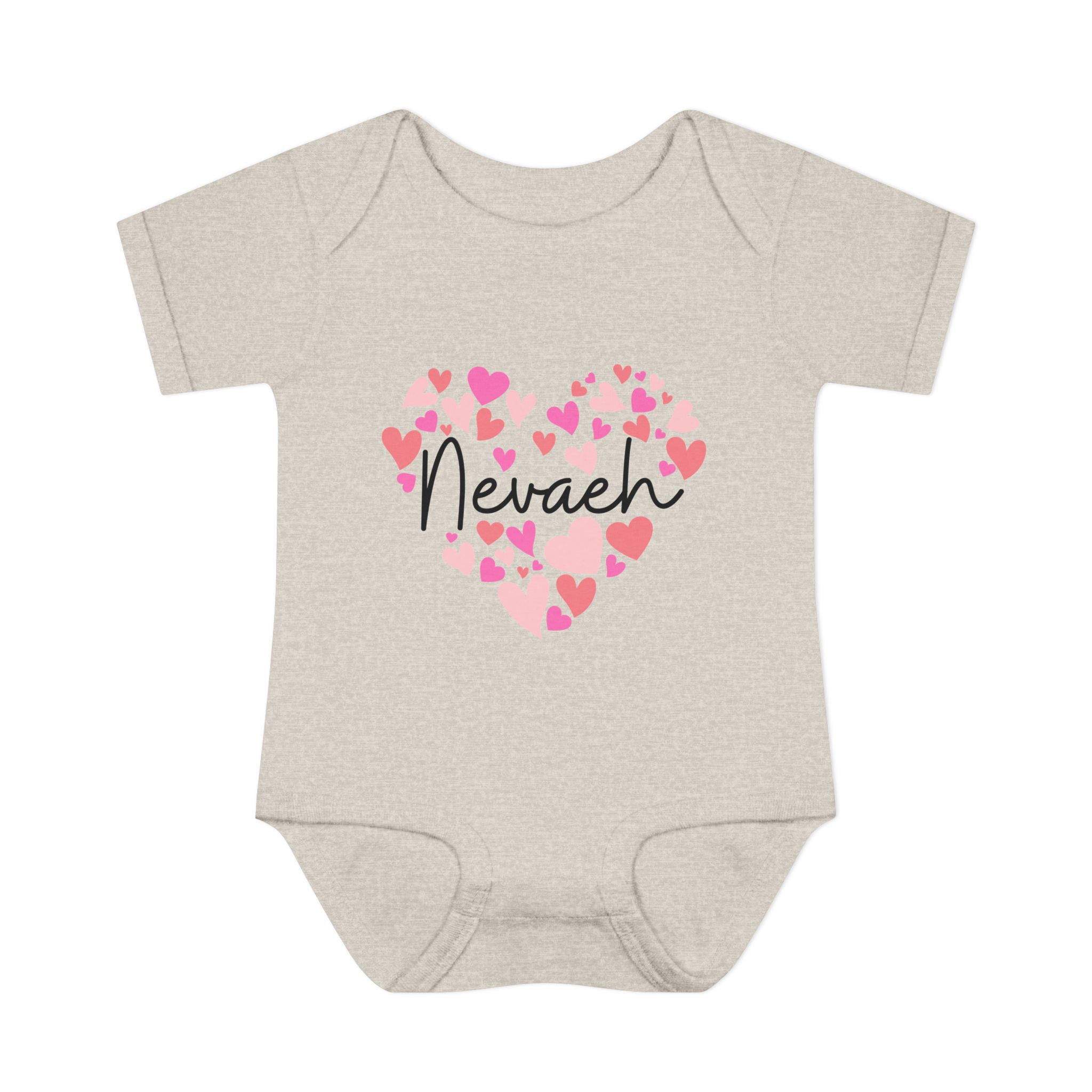 Infant Baby Rib BodysuiInfant Baby Rib Bodysuit - I love Nevaeh hearts in pink - Image 5
