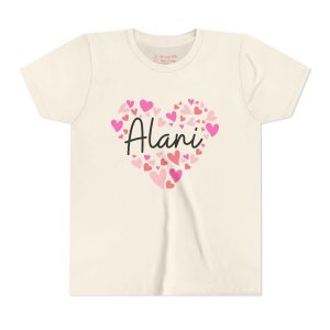 Youth Short Sleeve Tee - I love Alani hearts in pink
