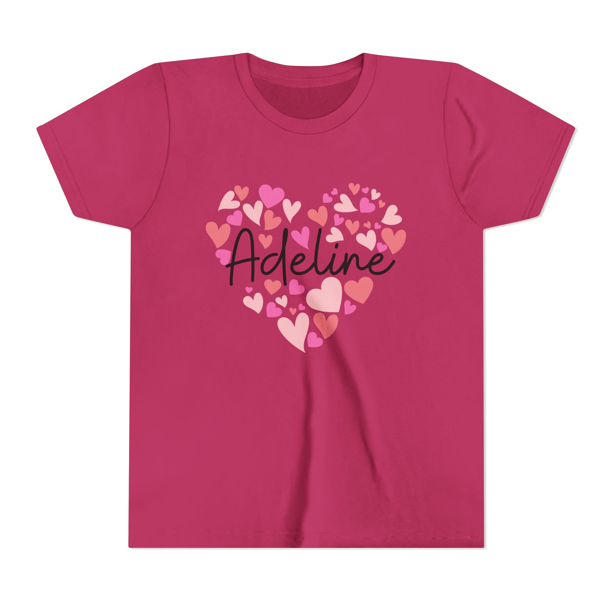 Youth Short Sleeve Tee - I love Adeline hearts in pink - Image 21